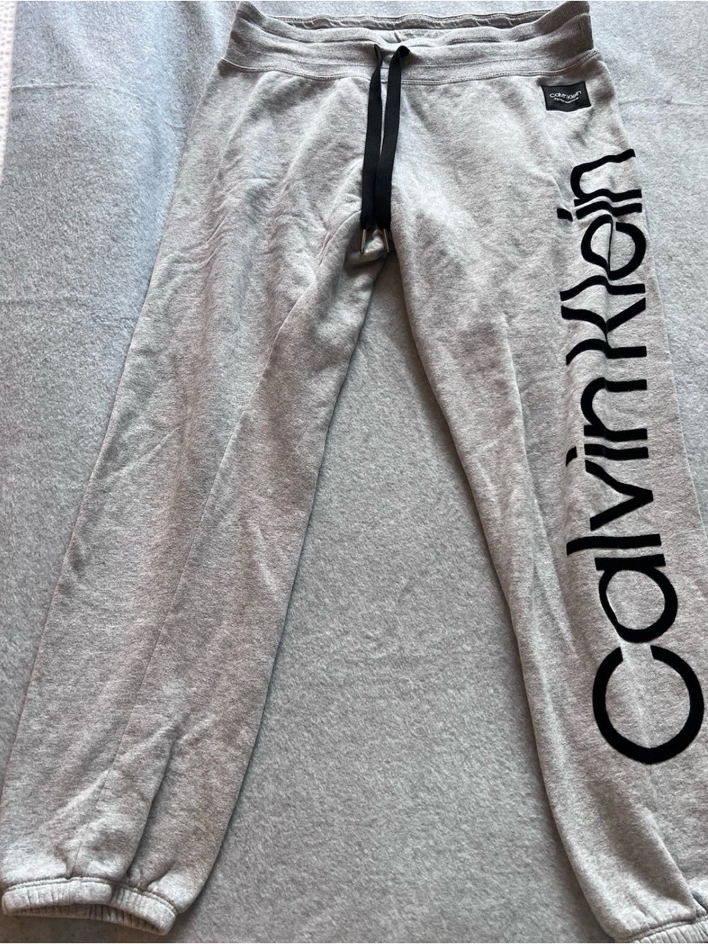 Calvin Klein Gray Sweatpants with Black Logo Side Print